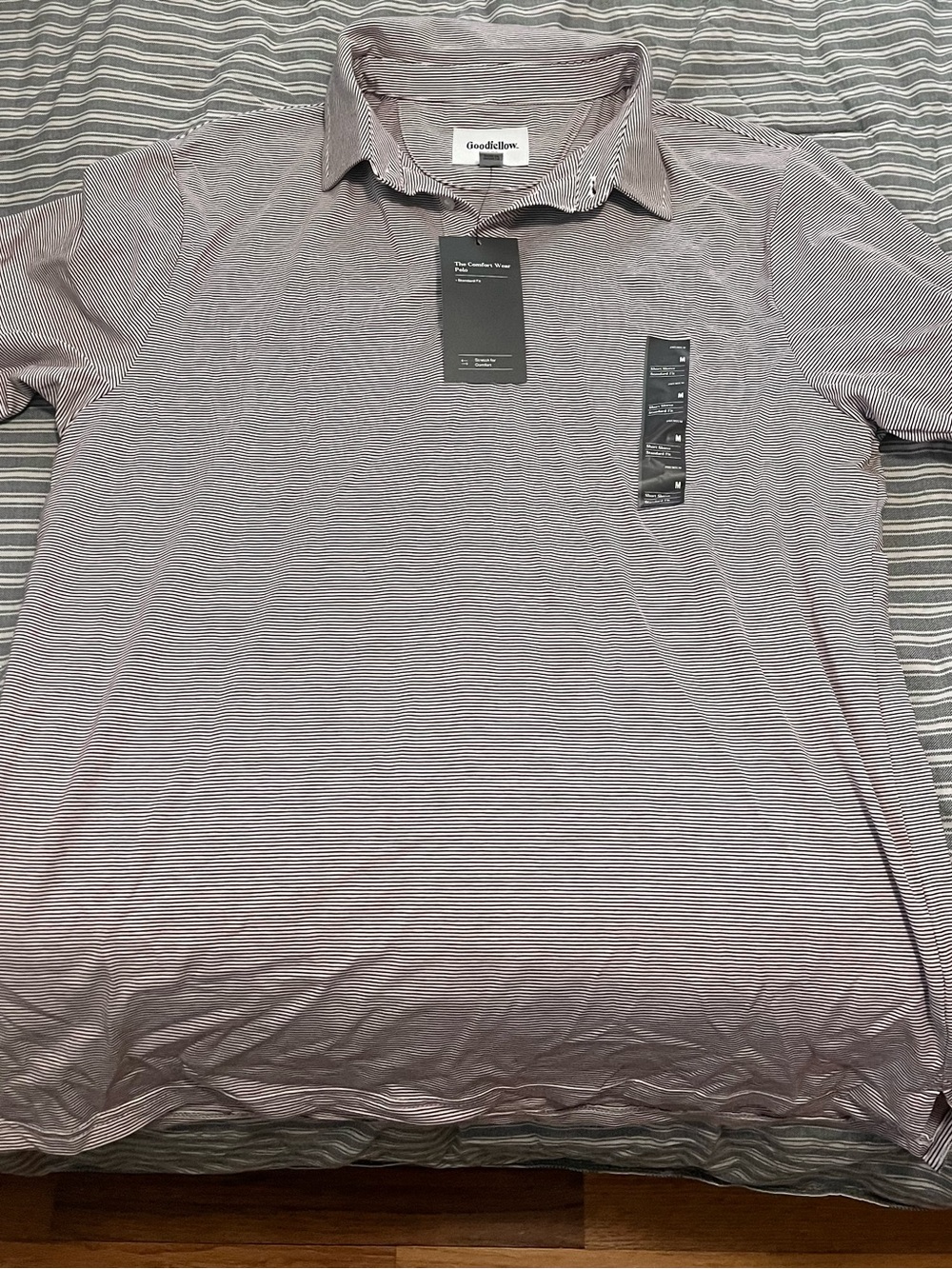 Goodfellow & Co Men's Striped Polo Shirt - Mauve/Burgundy